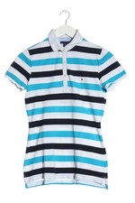 TOMMY HILFIGER Polo-Shirt Damen Shirt Gr. DE 36 weiß-blau-schwarz Casual-Look