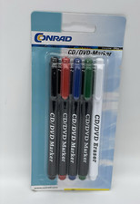 CD/DVD Overhead Folien Marker Stifte Schwarz, Blau, Rot, Grün + Löscher