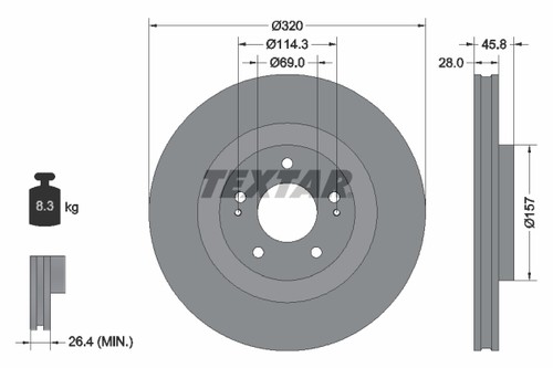 Textar 92306503 brake disc - 92306503, for