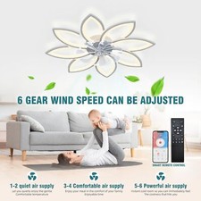 LED Deckenventilator Mit Beleuchtung,Leise Deckenleuchte Mit Fernbedienung APP