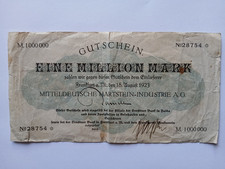 Notgeld-Schein – 1923 – Hartstein-Industrie AG Frankfurt – Dresdner Bank – 1 Mio