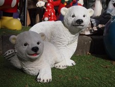 Eisbär Deko Figur naturgetreu 30cm wetterfest Schnee Gartenfigur Winter NEU