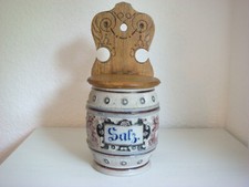 Antike Vintage Salzfass Fass Keramik Handarbeit Handwerkskunst Wandmontage mögl.