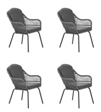 Gartenstuhl Terrassenstuhl Loungesessel Rope Dining 4 x Triton grau Aluminium