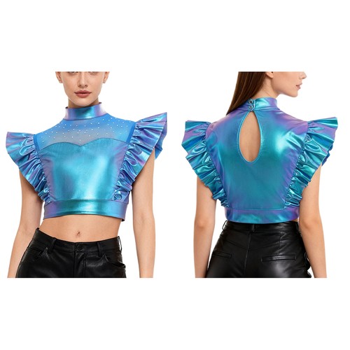 Iefiel damen metallic crop - iefiel,