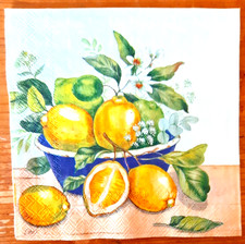 Serviettentechnik 5 Coktail Servietten Zitronenmotiv zum Basteln und Sammeln