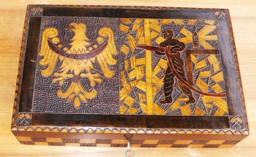 Holzkiste mit intarsien - intarsien, adler