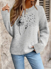 Damen Winterpullover in Plus Size – Weicher, dehnbarer Pullover mit Blumenmuster