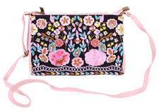 Tasche Leder rosa Stoff