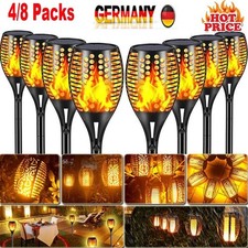 Solarleuchten 8er Set Solar Fackel Gartenfackeln mit Flammeneffekt Solarlampen~