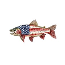 4x red white blue fish sticker