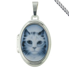 Katze Achatgemme auch mit Gravur und Kette Amulett echt 925 Silber Medallion 