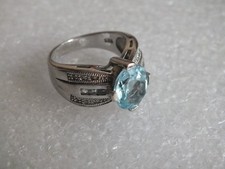 Vintage - Damen Ring mit  Aquamarin - 925er Sterling -  Ø 17,8 mm - MG 45