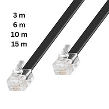 Telefon Anschluß Kabel 2* RJ12 Western Stecker 6P6C 6-polig belegt 3m 6m 10m 15m