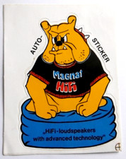 Werbe-Aufkleber Magnat HiFi Bulldogge 12 x 16,5 cm Lautsprecher Auto Sound 80er