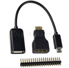 Raspberry Pi Zero Kit Mini HDMI to HDMI Adapter + Micro USB+GPIO Header 3 in 1