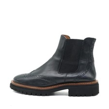 Paul Green Damen Chelsea Brogue Stiefeletten Schwarz Leder Vintage Boots EU 39