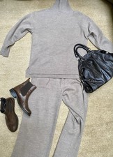 Edler Strick-Zweiteiler in Kaffee-Melange Wollanzug M/38/40