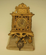 Antike Puppenstuben Wand Uhr Zinn Regulator um 1890