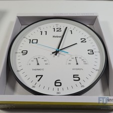 Mebus moderne Quarz-Wanduhr mit Temperaturanzeige und Luftfeuchtigkeit,... 16180