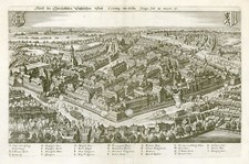 Leipzig Gesamtansicht Original Kupferstich Merian 1638