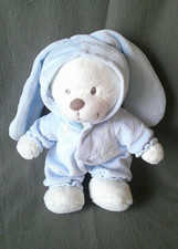 NICOTOY  BÄR  IM HASENKOSTÜM  KUSCHELTIER HELLBLAU MOTIV STERNE