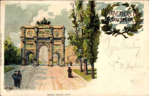 Litho münchen siegestor - münchen,,
