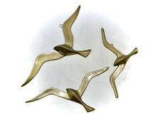 Vintage Wandrelief Wandbild Wanddeko *3 Möwen* Messing Top Zustand RAR Sammler