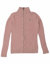 Tommy Hilfiger Damen Strickjacke Pullover UK 14 Medium Rosa Baumwolle DN02