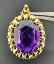 Anhänger 585 Gold 14 Kt Amethyst facettiert Echtgold Edelstein elegant Vintage