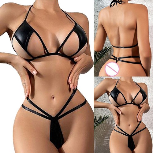 Sexy schwarze leder dessous - schwarze,