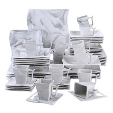 Geschirrset Flora Porzellan weiß 6/12 Personen Keramik Tafelservice 30/60-tlg.