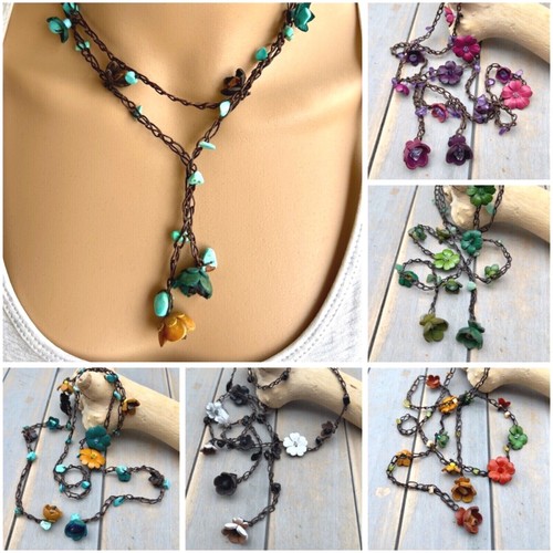 Kette leder blüten - leder,