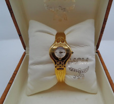 Vintage MCM Damenarmbanduhr Spangenuhr vergoldet Blatt Perlmutt + Brillis Box