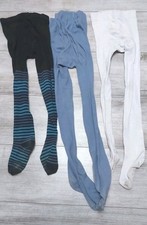 3x Junge Mädchen Strumpfhose Gr. 116 122 blau gestreift Baumwolle Thermo Winter