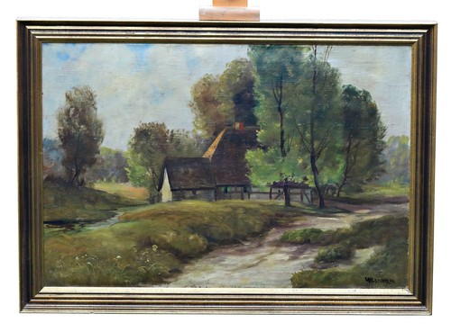 Ländliche landschaft mit hof - landschaft,