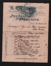 ERFURT, Rechnung 1903, Neumann & Grüning Möbel-Fabrik Zimmerei-Einrichtungen