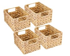 HMF Aufbewahrungskorb Korb geflochten aus Wasserhyazinthe Seegras 4er Set Größe 