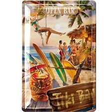 Retro Blechschild TiKi BAR, Cocktailbar Dekoration, Surf Deko Pool Deko 20x30cm