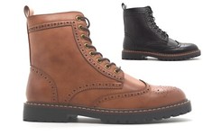HERREN KAMPFREITERSTIEFEL BIKER ARMEE MILITÄR BROGUE KNÖCHEL FREIZEIT FORMELLE SCHUH GRÖSSE