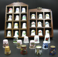 33x Fingerhut Porzellan Metall emailliert Vogel Blumen Motiv Setzkasten Konvolut