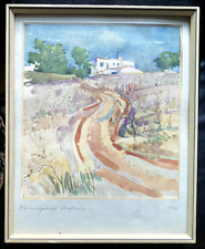 ::AQUARELL °MALLORCA FINCA 1967 SPANIEN FELDWEG MEDITERRAN ANTIK RAHMEN SIGNIERT