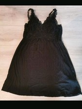 Damen Nachtkleid Negligee L Schwarz Spitze
