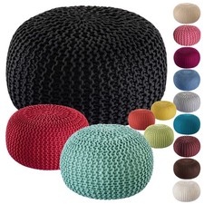 PREMIUM XXL Sitzhocker Pouf  ø 55cm  Strickpouf Indoor u. Outdoor - pflegeleicht