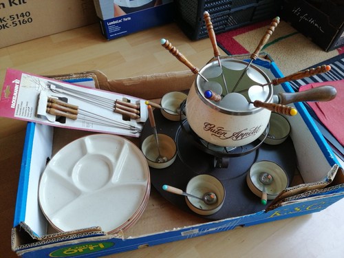 Komplettes set fondue topf - set,