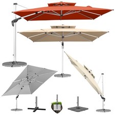 anndora® Ampelschirm Gastronomie Sonnenschirm 350 x 350 cm mit Kurbel Aluminium