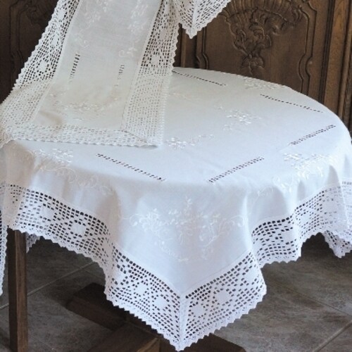 Tischdecke weiß nostalgie - weiß,