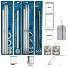 Eck Duschstange 3-fach abgewinkelt Wandadapter Deckenstütze Badewannenstange U&L Form 