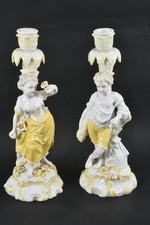 N92Q35- Dresden Porzellan Paar Kerzenleuchter figurativ Mädchen & Knabe 