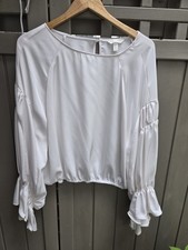 H&M  Satin Bluse Gr. L  Creme Weite Ärmel